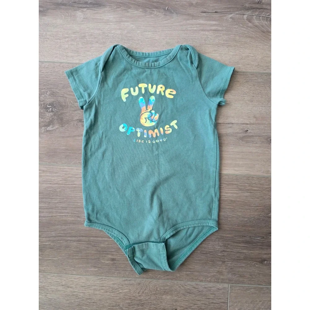 Life Is Good Infant Size 12-18 months Future Optimist Peace Sign‎ Bodysuit